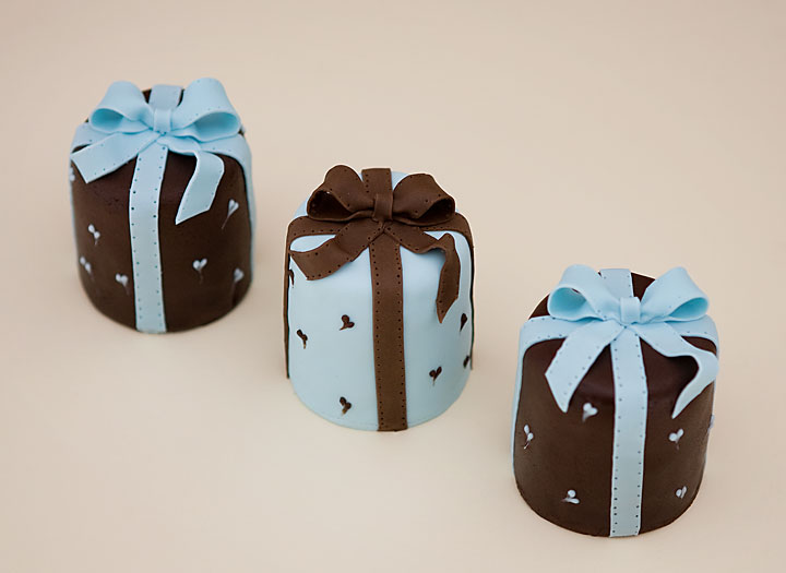 Turquoise Chocolate Ribbon Individual Wedding Cake Parcels